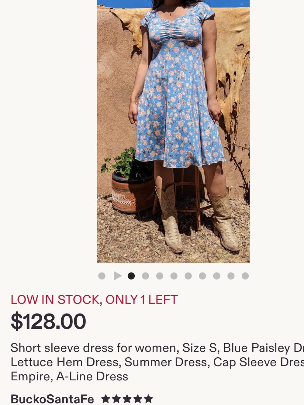 Boutique Santa Fe Designer Midi Dress with Cap Sleeves